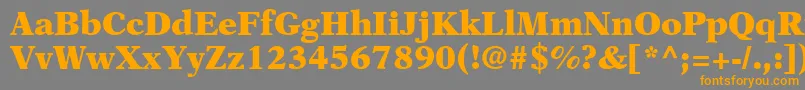 フォントOrchidBlackSsiBlack – オレンジの文字は灰色の背景にあります。