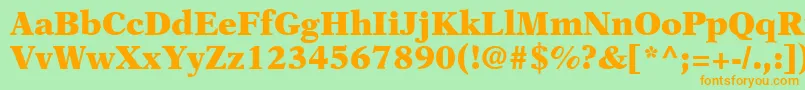 フォントOrchidBlackSsiBlack – オレンジの文字が緑の背景にあります。