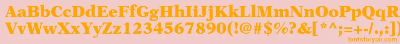 フォントOrchidBlackSsiBlack – オレンジの文字がピンクの背景にあります。