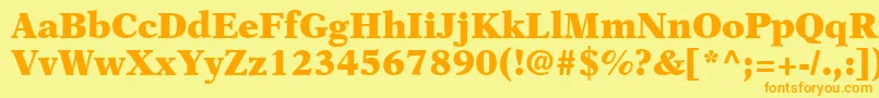 フォントOrchidBlackSsiBlack – オレンジの文字が黄色の背景にあります。