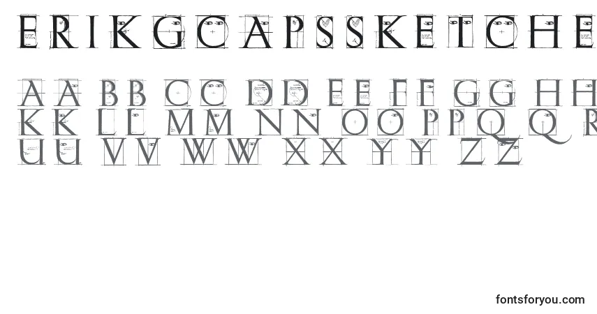 Erikgcapssketches-fontti – aakkoset, numerot, erikoismerkit