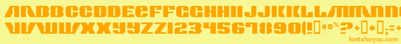 フォントContourGenerator – オレンジの文字が黄色の背景にあります。