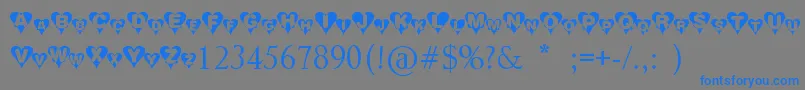 フォントHeart – 灰色の背景に青い文字