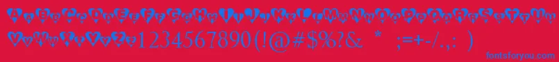 Heart Font – Blue Fonts on Red Background