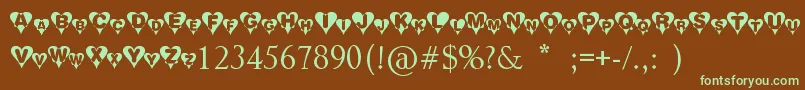 Heart Font – Green Fonts on Brown Background