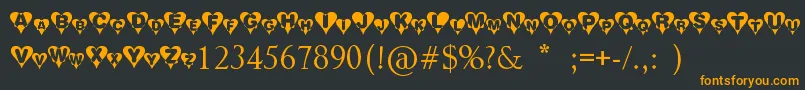 Heart Font – Orange Fonts on Black Background