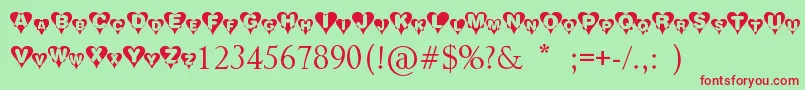 Heart Font – Red Fonts on Green Background