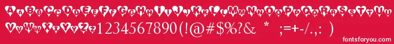 Heart Font – White Fonts on Red Background