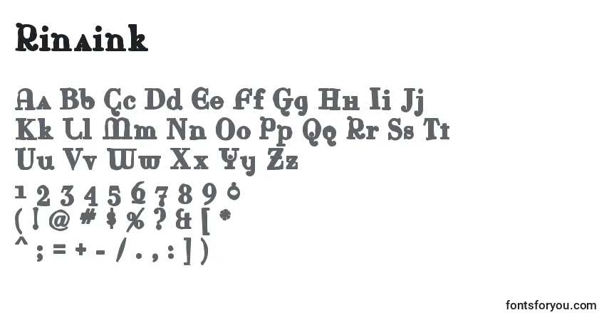 A fonte Rinaink – alfabeto, números, caracteres especiais