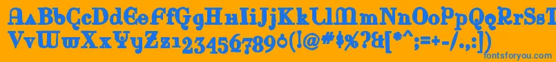 Rinaink-Schriftart – Blaue Schriften auf orangefarbenem Hintergrund