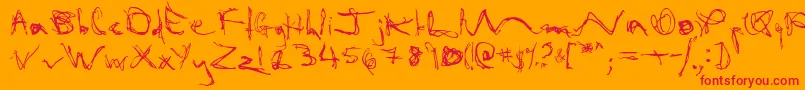 Dispose1-Schriftart – Rote Schriften auf orangefarbenem Hintergrund