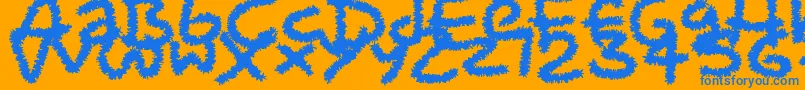 PipeCleaners-Schriftart – Blaue Schriften auf orangefarbenem Hintergrund