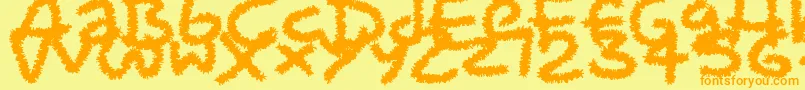 PipeCleaners-Schriftart – Orangefarbene Schriften auf gelbem Hintergrund