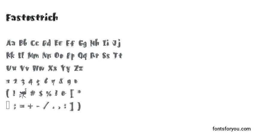 Czcionka Fastostrich – alfabet, cyfry, specjalne znaki