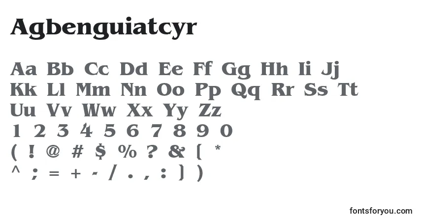 Schriftart Agbenguiatcyr – Alphabet, Zahlen, spezielle Symbole
