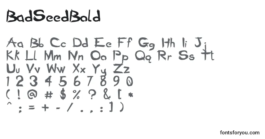 Шрифт BadSeedBold – алфавит, цифры, специальные символы