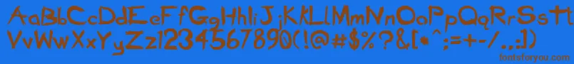 フォントBadSeedBold – 茶色の文字が青い背景にあります。