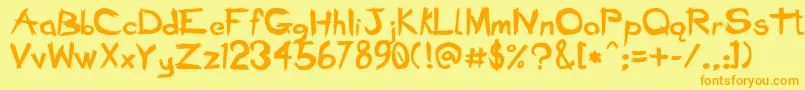 フォントBadSeedBold – オレンジの文字が黄色の背景にあります。