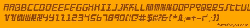Fonte DroidLoverProItalic – fontes marrons em um fundo laranja