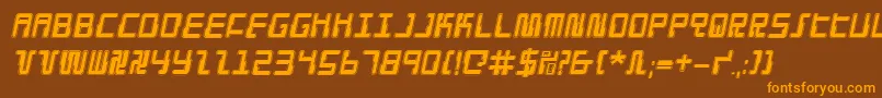 DroidLoverProItalic-Schriftart – Orangefarbene Schriften auf braunem Hintergrund