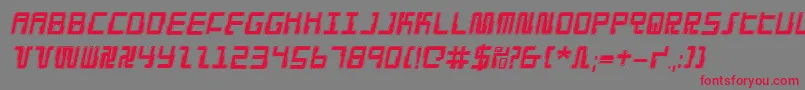 フォントDroidLoverProItalic – 赤い文字の灰色の背景