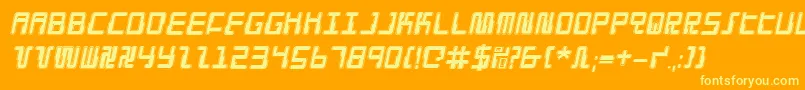 Czcionka DroidLoverProItalic – żółte czcionki na pomarańczowym tle