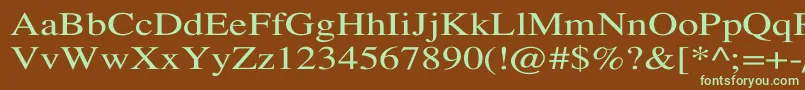 フォントTempofontWd – 緑色の文字が茶色の背景にあります。