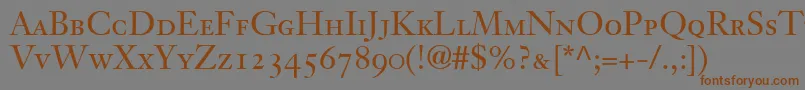 Подробнее о шрифте JansonText55RomanSmallCapsOldstyleFigures Шрифт JansonText55RomanSmallCapsOldstyleFigures – коричневые шрифты на сером фоне