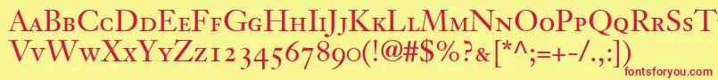 JansonText55RomanSmallCapsOldstyleFigures Font – Red Fonts on Yellow Background