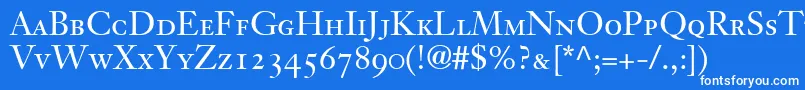 Fonte JansonText55RomanSmallCapsOldstyleFigures – fontes brancas em um fundo azul