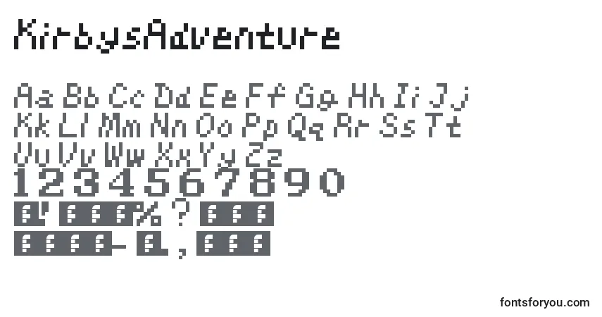 Schriftart KirbysAdventure – Alphabet, Zahlen, spezielle Symbole