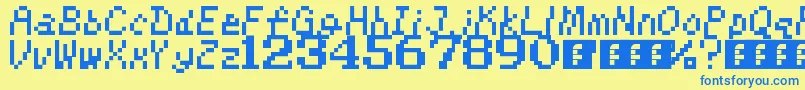 KirbysAdventure Font – Blue Fonts on Yellow Background