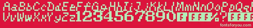 KirbysAdventure Font – Green Fonts on Red Background