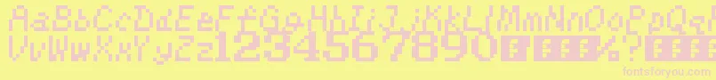 KirbysAdventure-fontti – vaaleanpunaiset fontit keltaisella taustalla