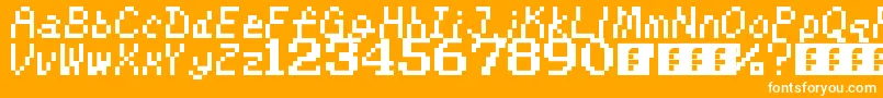 KirbysAdventure-Schriftart – Weiße Schriften auf orangefarbenem Hintergrund