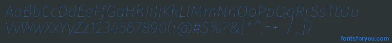 フォントFirasansHairitalic – 黒い背景に青い文字