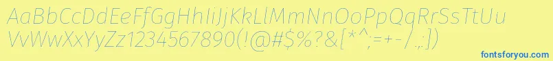 FirasansHairitalic-Schriftart – Blaue Schriften auf gelbem Hintergrund