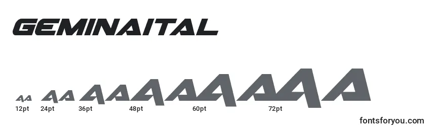 Размеры шрифта Geminaital