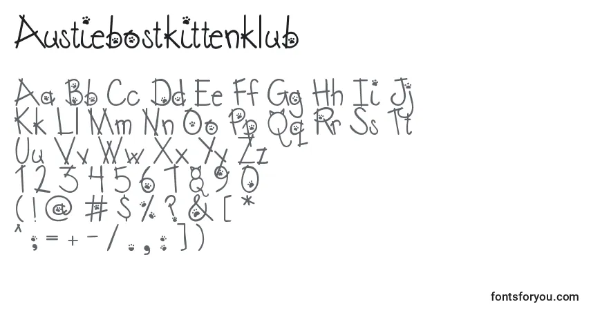 Fuente Austiebostkittenklub - alfabeto, números, caracteres especiales