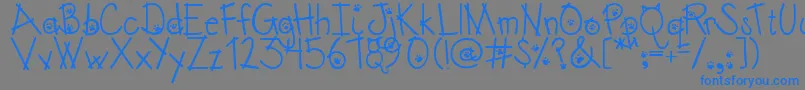 Austiebostkittenklub-Schriftart – Blaue Schriften auf grauem Hintergrund