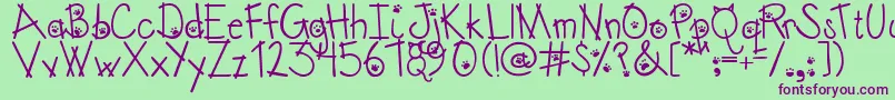 Austiebostkittenklub Font – Purple Fonts on Green Background