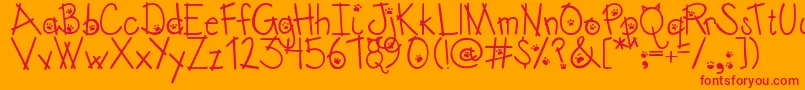 Austiebostkittenklub Font – Red Fonts on Orange Background