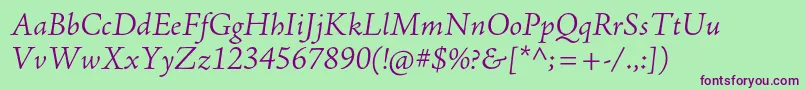 AjensonproLtit Font – Purple Fonts on Green Background