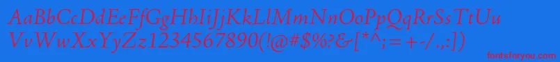 AjensonproLtit Font – Red Fonts on Blue Background
