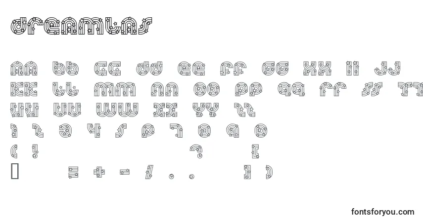 Dreamlas Font – alphabet, numbers, special characters