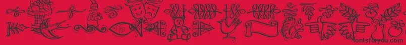 Fonte Dfcalligraphicornament – fontes pretas em um fundo vermelho