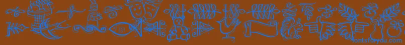 Dfcalligraphicornament Font – Blue Fonts on Brown Background