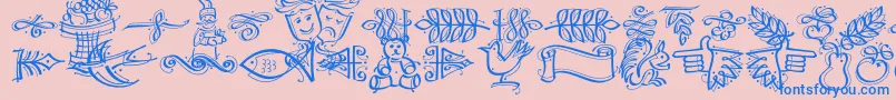 Dfcalligraphicornament Font – Blue Fonts on Pink Background