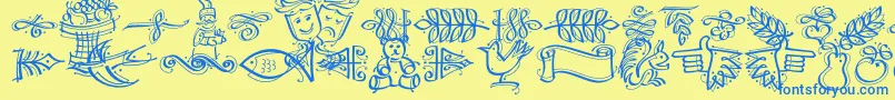 Dfcalligraphicornament Font – Blue Fonts on Yellow Background