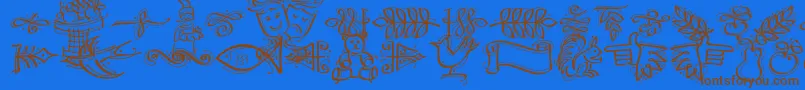 Dfcalligraphicornament Font – Brown Fonts on Blue Background